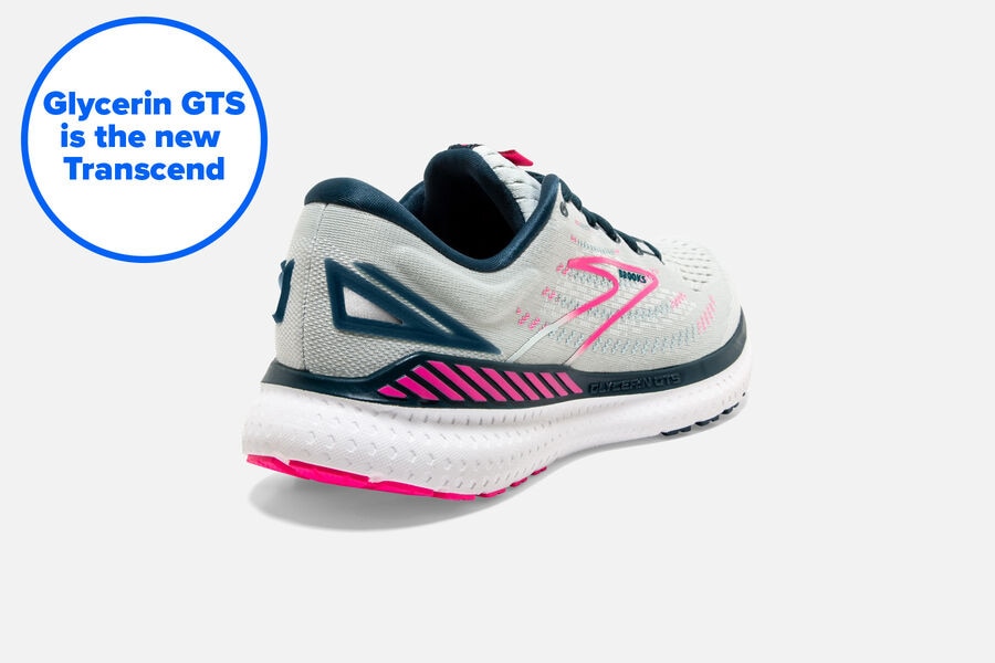 Brooks Running Shoes Womens White/Pink - Glycerin GTS 19 Road - 4201-QNIVG